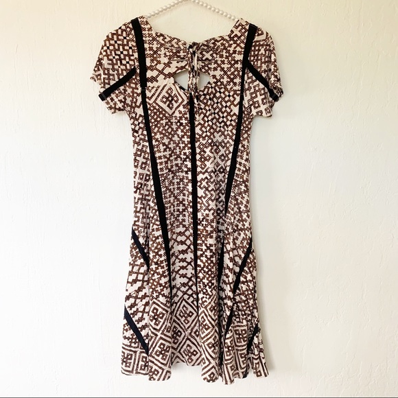 Anthropologie Bel Kazan Geometric Neutral Motif Dress - Picture 4 of 10